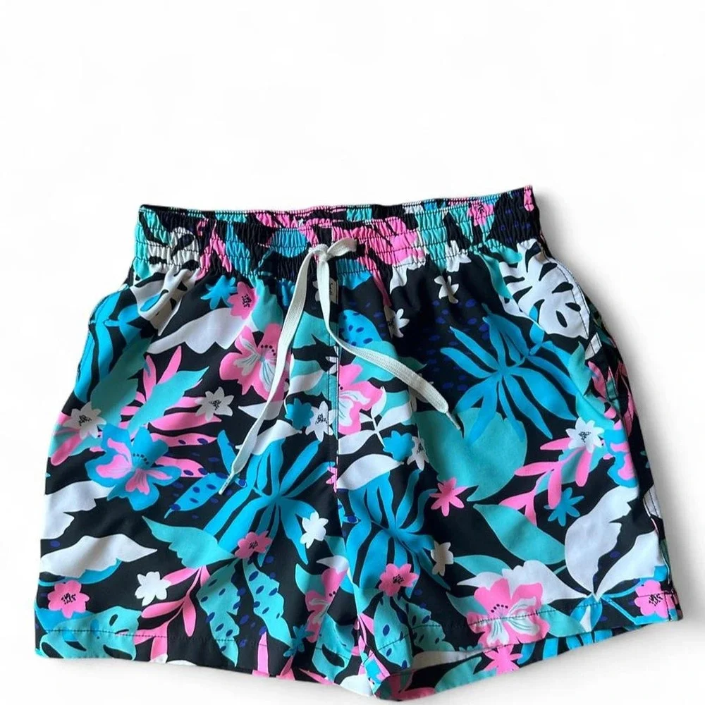 Chubbies 5.5 Inseam Tropical Floral Swim Trunks Shorts Small Blue Pink